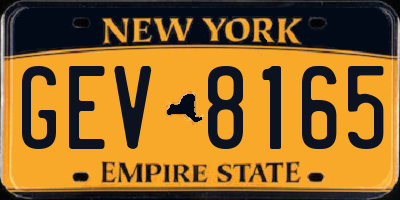 NY license plate GEV8165