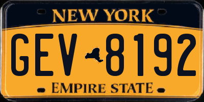 NY license plate GEV8192