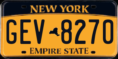NY license plate GEV8270