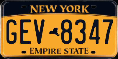NY license plate GEV8347