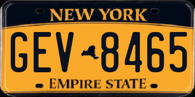 NY license plate GEV8465
