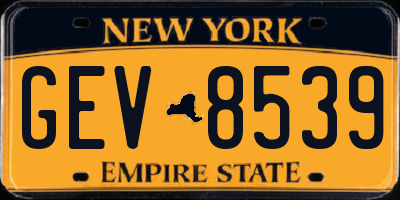 NY license plate GEV8539