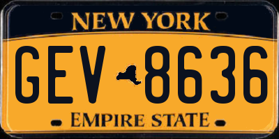 NY license plate GEV8636