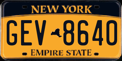 NY license plate GEV8640