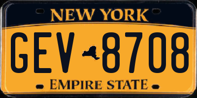 NY license plate GEV8708