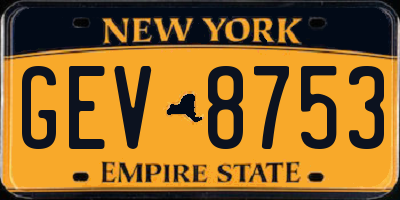 NY license plate GEV8753