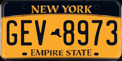 NY license plate GEV8973