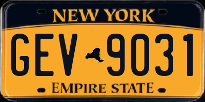 NY license plate GEV9031