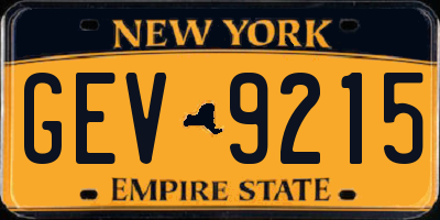 NY license plate GEV9215