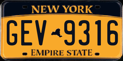 NY license plate GEV9316