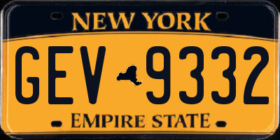 NY license plate GEV9332