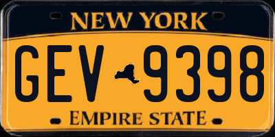 NY license plate GEV9398