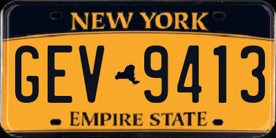 NY license plate GEV9413