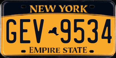 NY license plate GEV9534