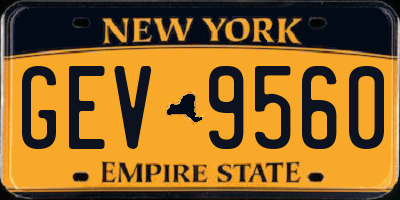 NY license plate GEV9560