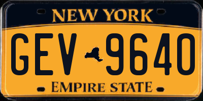 NY license plate GEV9640