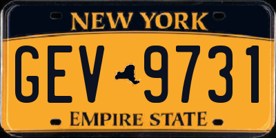 NY license plate GEV9731