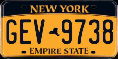NY license plate GEV9738