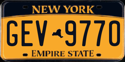 NY license plate GEV9770