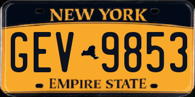 NY license plate GEV9853
