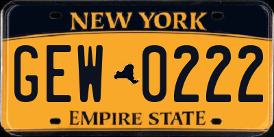 NY license plate GEW0222