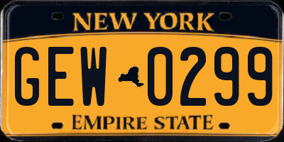 NY license plate GEW0299