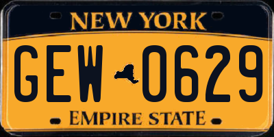 NY license plate GEW0629