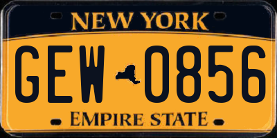 NY license plate GEW0856
