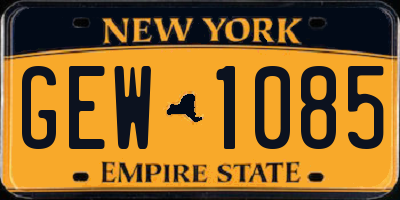 NY license plate GEW1085