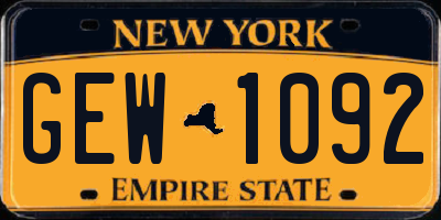 NY license plate GEW1092
