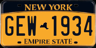 NY license plate GEW1934