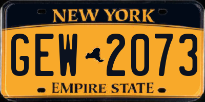 NY license plate GEW2073