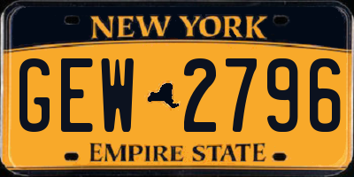 NY license plate GEW2796