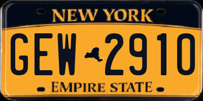 NY license plate GEW2910