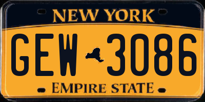 NY license plate GEW3086