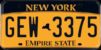 NY license plate GEW3375