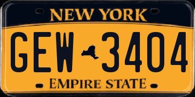 NY license plate GEW3404