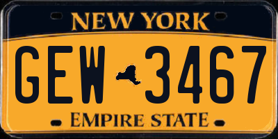 NY license plate GEW3467