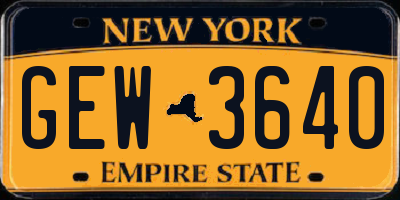 NY license plate GEW3640