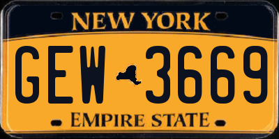 NY license plate GEW3669
