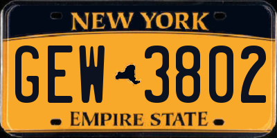 NY license plate GEW3802