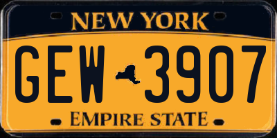 NY license plate GEW3907