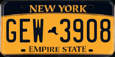 NY license plate GEW3908