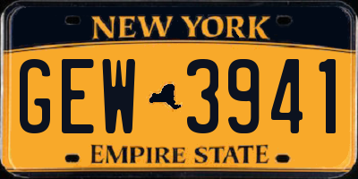 NY license plate GEW3941