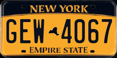 NY license plate GEW4067