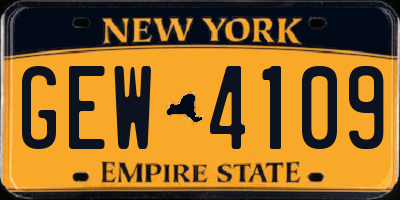 NY license plate GEW4109