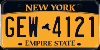 NY license plate GEW4121