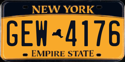 NY license plate GEW4176