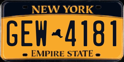 NY license plate GEW4181