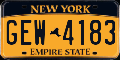 NY license plate GEW4183